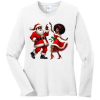 African Santa Mrs Claus Dancing African American Christmas Ladies Long Sleeve Shirt