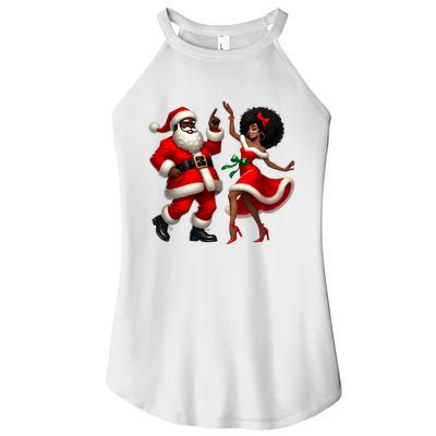 African Santa Mrs Claus Dancing African American Christmas Women's Perfect Tri Rocker Tank