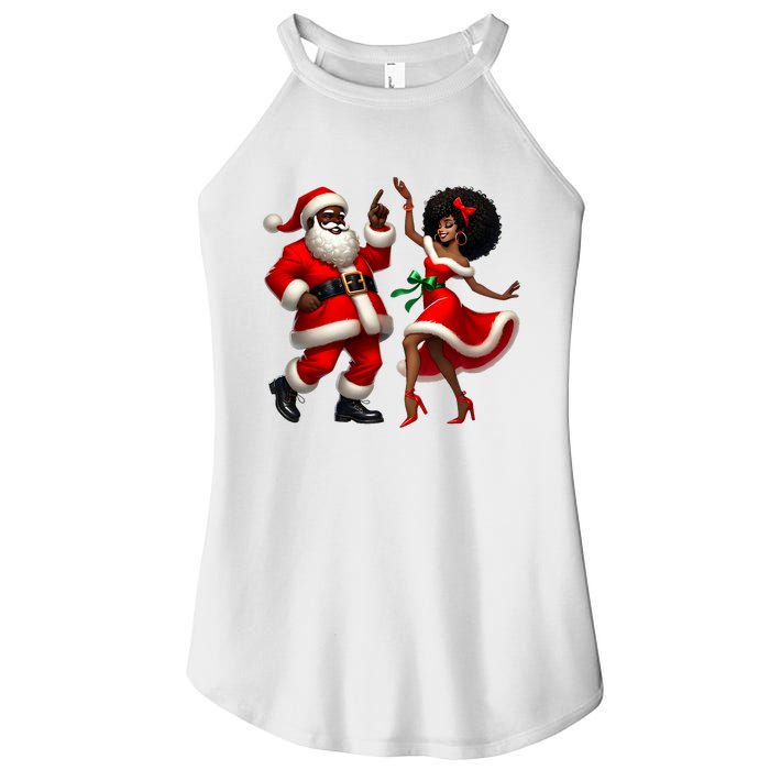 African Santa Mrs Claus Dancing African American Christmas Women's Perfect Tri Rocker Tank