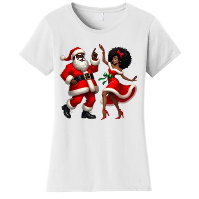 African Santa Mrs Claus Dancing African American Christmas Women's T-Shirt