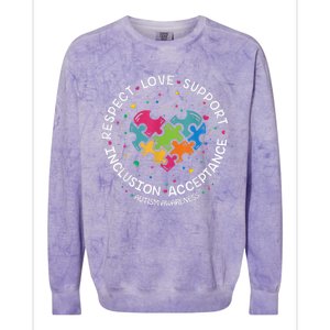 Autism Shirt Mom Dad Respect Love Support Autism Awareness Colorblast Crewneck Sweatshirt