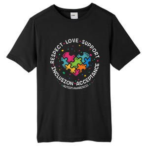 Autism Shirt Mom Dad Respect Love Support Autism Awareness Tall Fusion ChromaSoft Performance T-Shirt