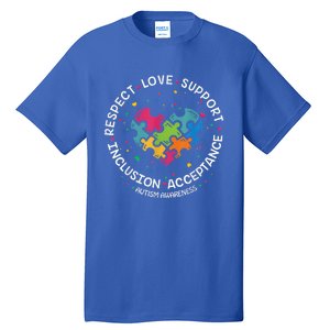 Autism Shirt Mom Dad Respect Love Support Autism Awareness Tall T-Shirt