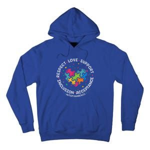 Autism Shirt Mom Dad Respect Love Support Autism Awareness Tall Hoodie