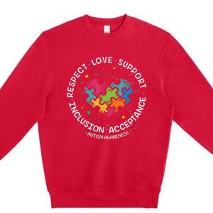 Autism Shirt Mom Dad Respect Love Support Autism Awareness Premium Crewneck Sweatshirt