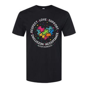 Autism Shirt Mom Dad Respect Love Support Autism Awareness Softstyle CVC T-Shirt