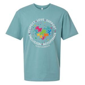 Autism Shirt Mom Dad Respect Love Support Autism Awareness Sueded Cloud Jersey T-Shirt