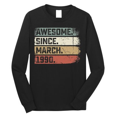 Awesome Since March 1990 33 Years Old Gifts 33rd Birthday Long Sleeve Shirt