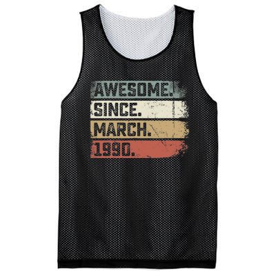 Awesome Since March 1990 33 Years Old Gifts 33rd Birthday Mesh Reversible Basketball Jersey Tank