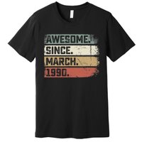 Awesome Since March 1990 33 Years Old Gifts 33rd Birthday Premium T-Shirt