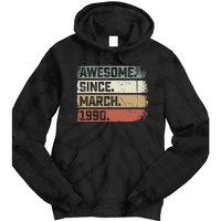 Awesome Since March 1990 33 Years Old Gifts 33rd Birthday Tie Dye Hoodie