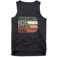 Awesome Since March 1990 33 Years Old Gifts 33rd Birthday Tank Top