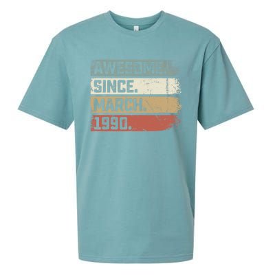 Awesome Since March 1990 33 Years Old Gifts 33rd Birthday Sueded Cloud Jersey T-Shirt