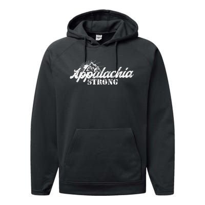 Appalachia Strong Mountain Silhouette Typography Performance Fleece Hoodie