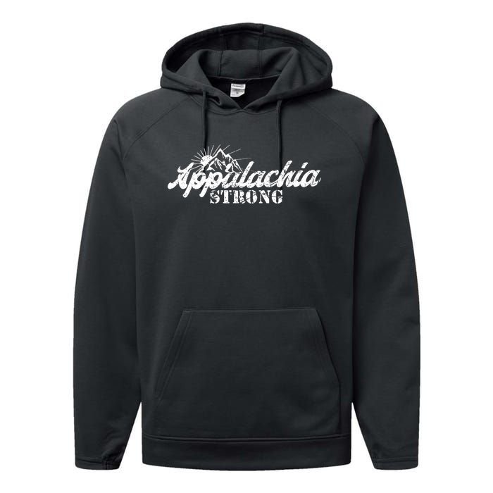 Appalachia Strong Mountain Silhouette Typography Performance Fleece Hoodie