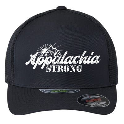 Appalachia Strong Mountain Silhouette Typography Flexfit Unipanel Trucker Cap