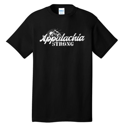 Appalachia Strong Mountain Silhouette Typography Tall T-Shirt