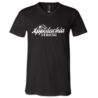 Appalachia Strong Mountain Silhouette Typography V-Neck T-Shirt