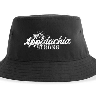 Appalachia Strong Mountain Silhouette Typography Sustainable Bucket Hat