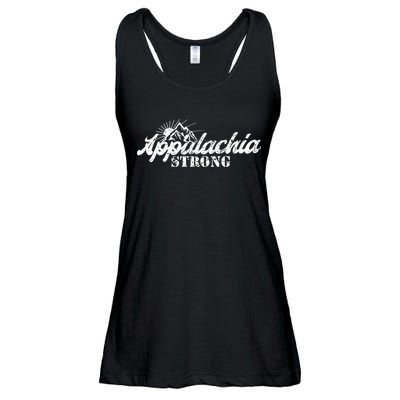 Appalachia Strong Mountain Silhouette Typography Ladies Essential Flowy Tank