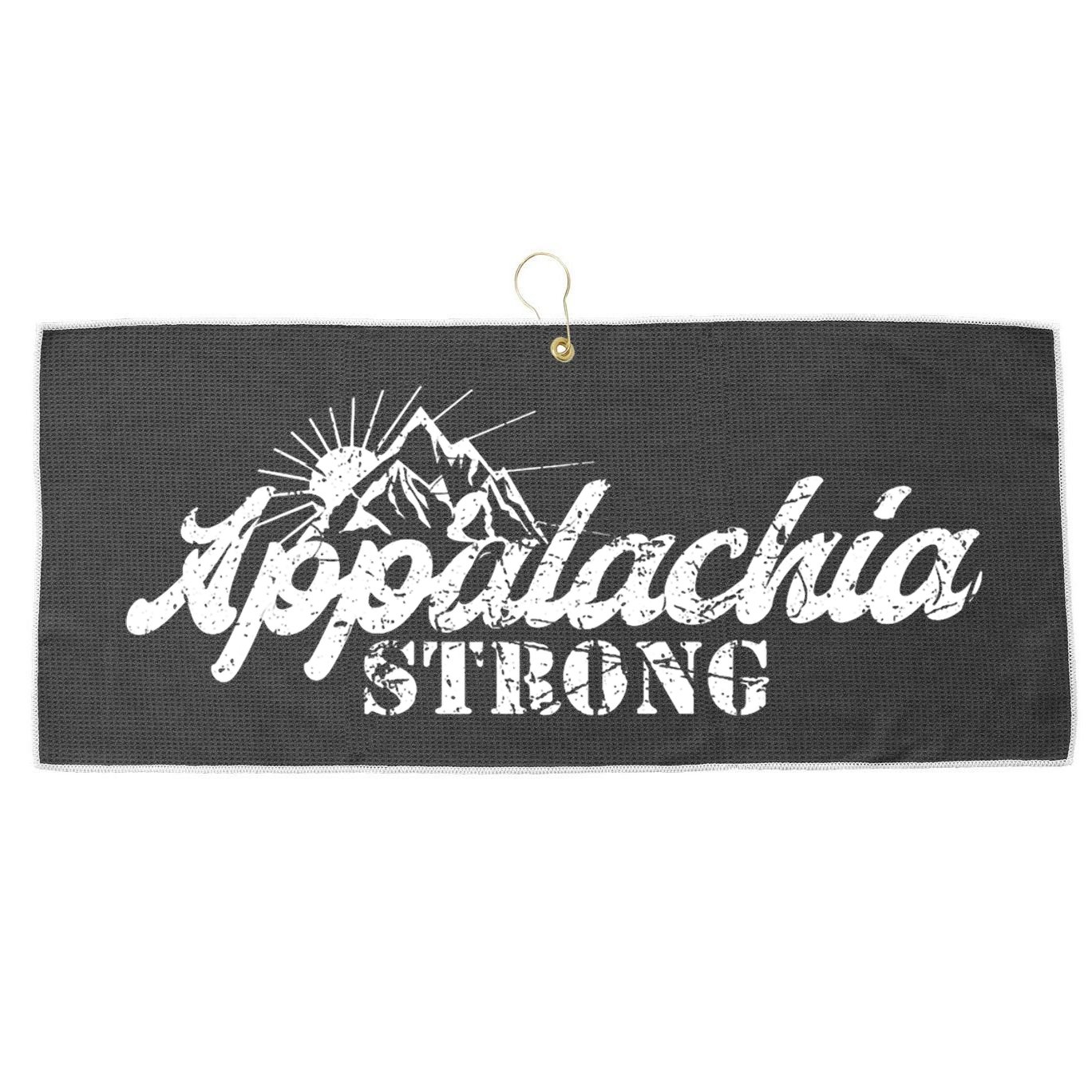 Appalachia Strong Mountain Silhouette Typography Large Microfiber Waffle Golf Towel