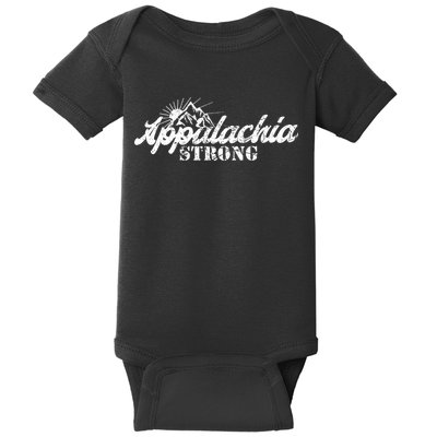 Appalachia Strong Mountain Silhouette Typography Baby Bodysuit