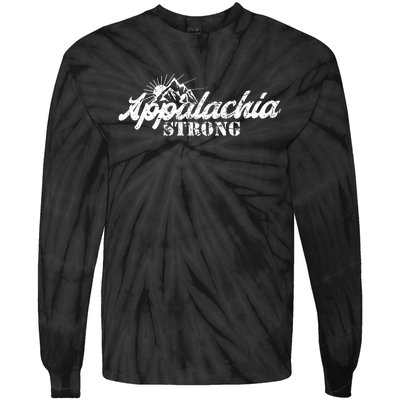 Appalachia Strong Mountain Silhouette Typography Tie-Dye Long Sleeve Shirt