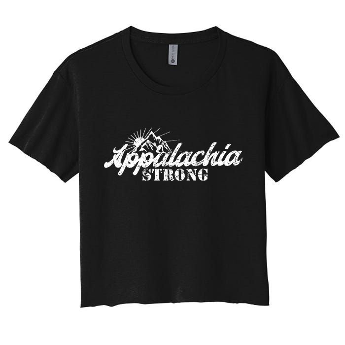 Appalachia Strong Mountain Silhouette Typography Women's Crop Top Tee