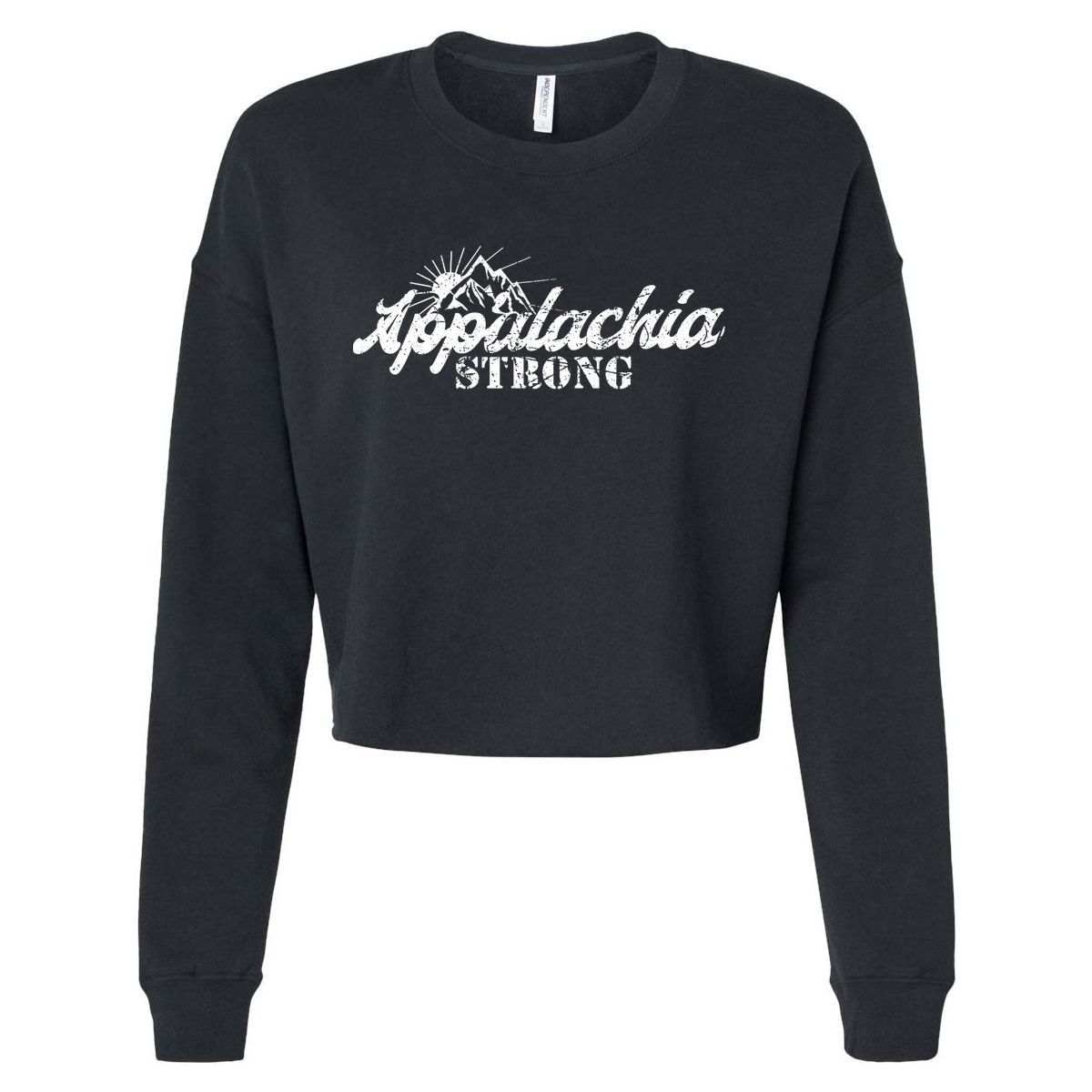 Appalachia Strong Mountain Silhouette Typography Cropped Pullover Crew
