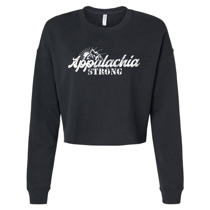 Appalachia Strong Mountain Silhouette Typography Cropped Pullover Crew