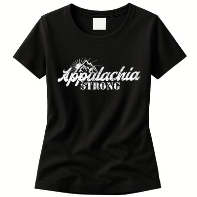 Appalachia Strong Mountain Silhouette Typography Womens T-Shirt