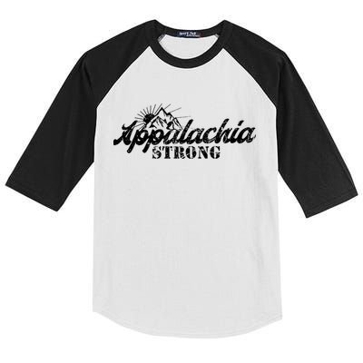 Appalachia Strong Mountain Silhouette Typography Kids Colorblock Raglan Jersey