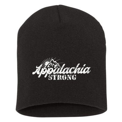 Appalachia Strong Mountain Silhouette Typography Short Acrylic Beanie