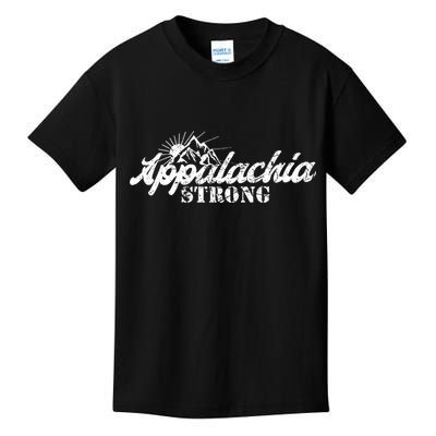 Appalachia Strong Mountain Silhouette Typography Kids T-Shirt