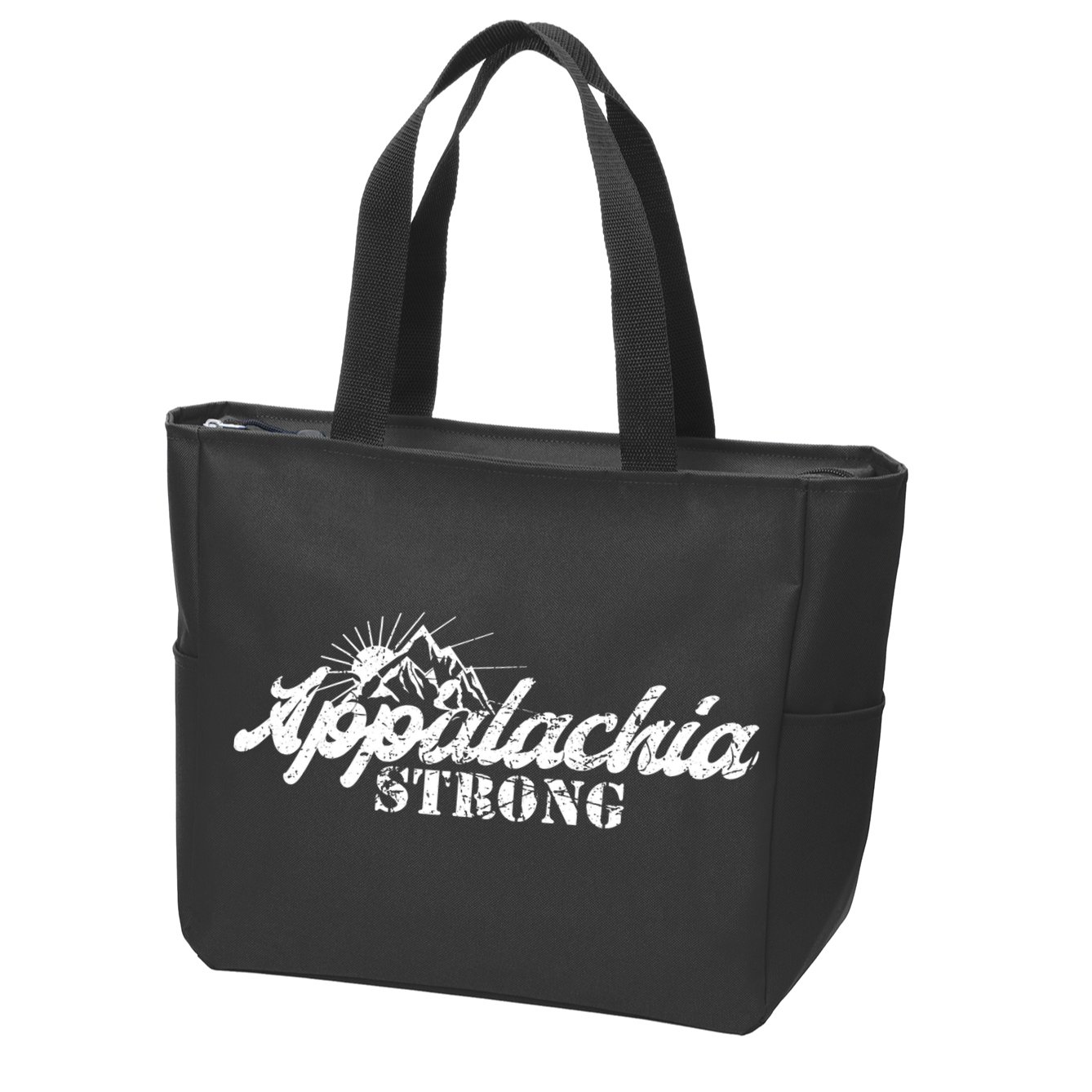 Appalachia Strong Mountain Silhouette Typography Zip Tote Bag