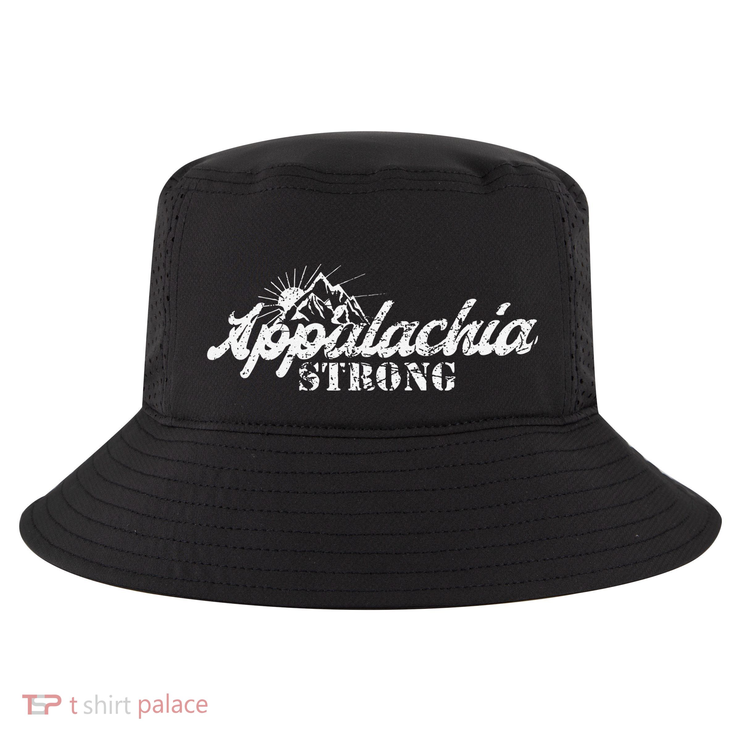 Appalachia Strong Mountain Silhouette Typography Cool Comfort Performance Bucket Hat