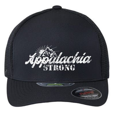 Appalachia Strong Mountain Silhouette Typography Flexfit Unipanel Trucker Cap