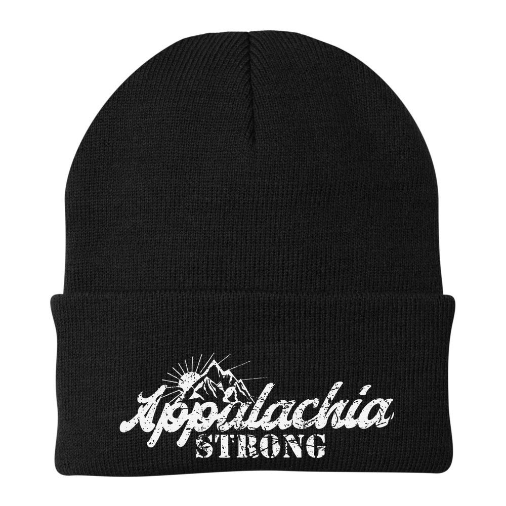 Appalachia Strong Mountain Silhouette Typography Beanie