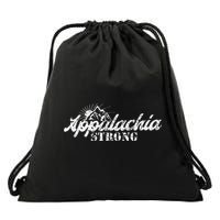 Appalachia Strong Mountain Silhouette Typography Drawstring Bag