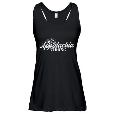 Appalachia Strong Mountain Silhouette Typography Ladies Essential Flowy Tank