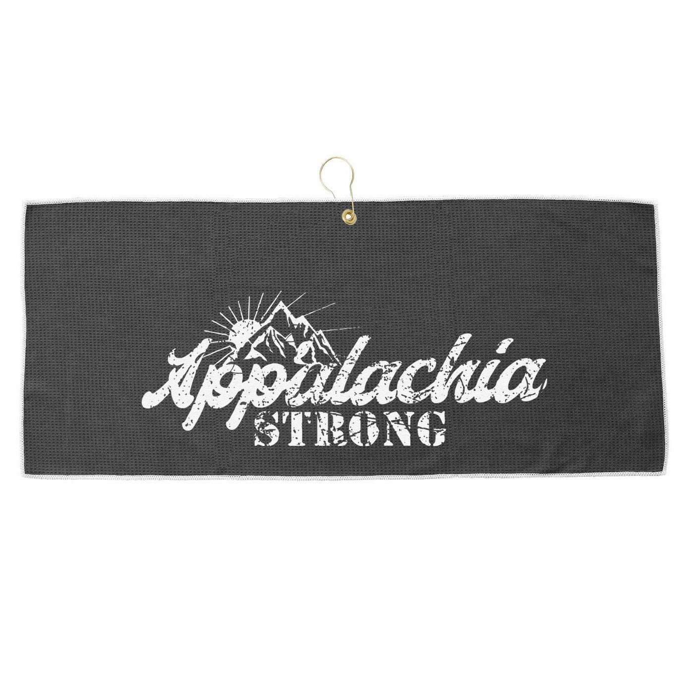 Appalachia Strong Mountain Silhouette Typography Large Microfiber Waffle Golf Towel