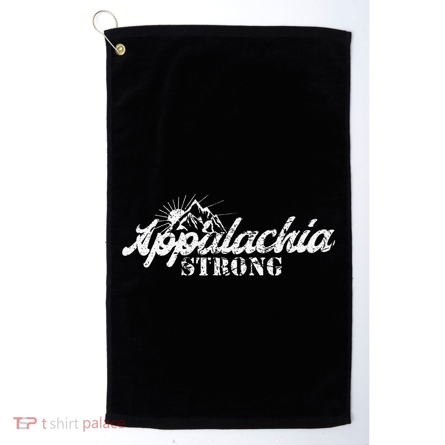 Appalachia Strong Mountain Silhouette Typography Golf Towel