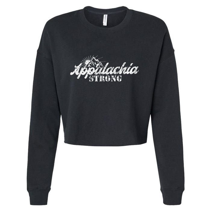 Appalachia Strong Mountain Silhouette Typography Cropped Pullover Crew