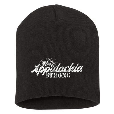 Appalachia Strong Mountain Silhouette Typography Short Acrylic Beanie