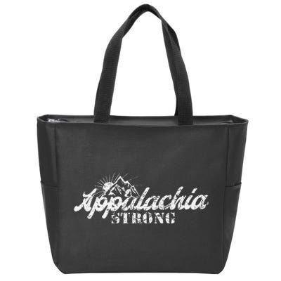 Appalachia Strong Mountain Silhouette Typography Zip Tote Bag