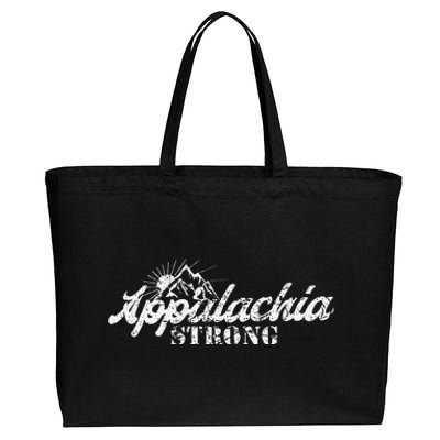 Appalachia Strong Mountain Silhouette Typography Cotton Canvas Jumbo Tote