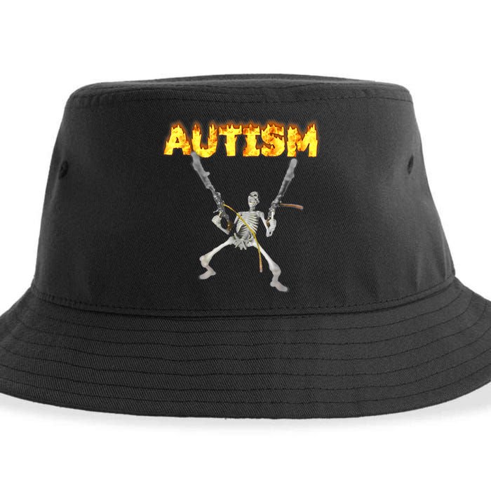 Autism Skeleton Meme Funny Gift Sustainable Bucket Hat