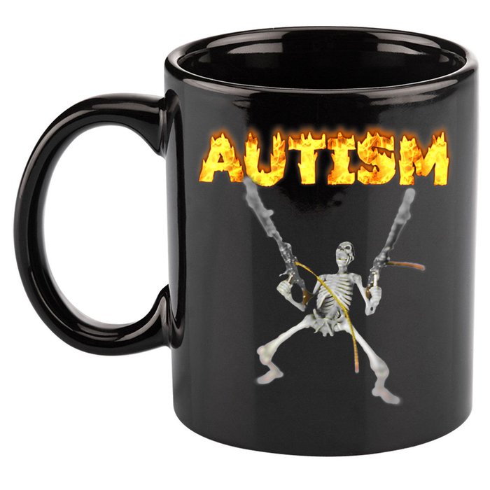 Autism Skeleton Meme Funny Gift 11oz C Handle Ceramic Mug