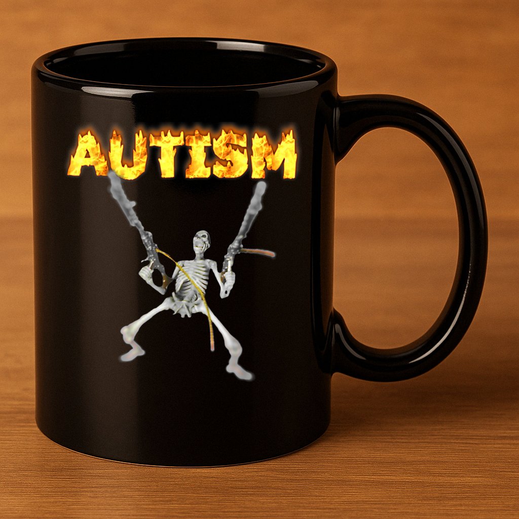 Autism Skeleton Meme Funny Gift 11oz C Handle Ceramic Mug