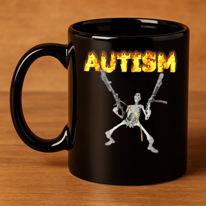 Autism Skeleton Meme Funny Gift 11oz C Handle Ceramic Mug